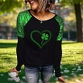 thumbnail image 3 of Gfyviroh Womens St. Patrick's Day T-shirts Sequin Patchwork Print Long Sleeve Tops Casual Crew Neck Pullover Tee Tops, 3 of 8