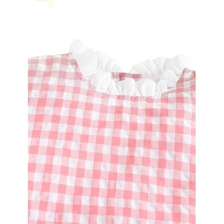 

Cute Gingham Stand Collar Tunic Short Sleeve Multicolor Baby Dresses (Baby s)