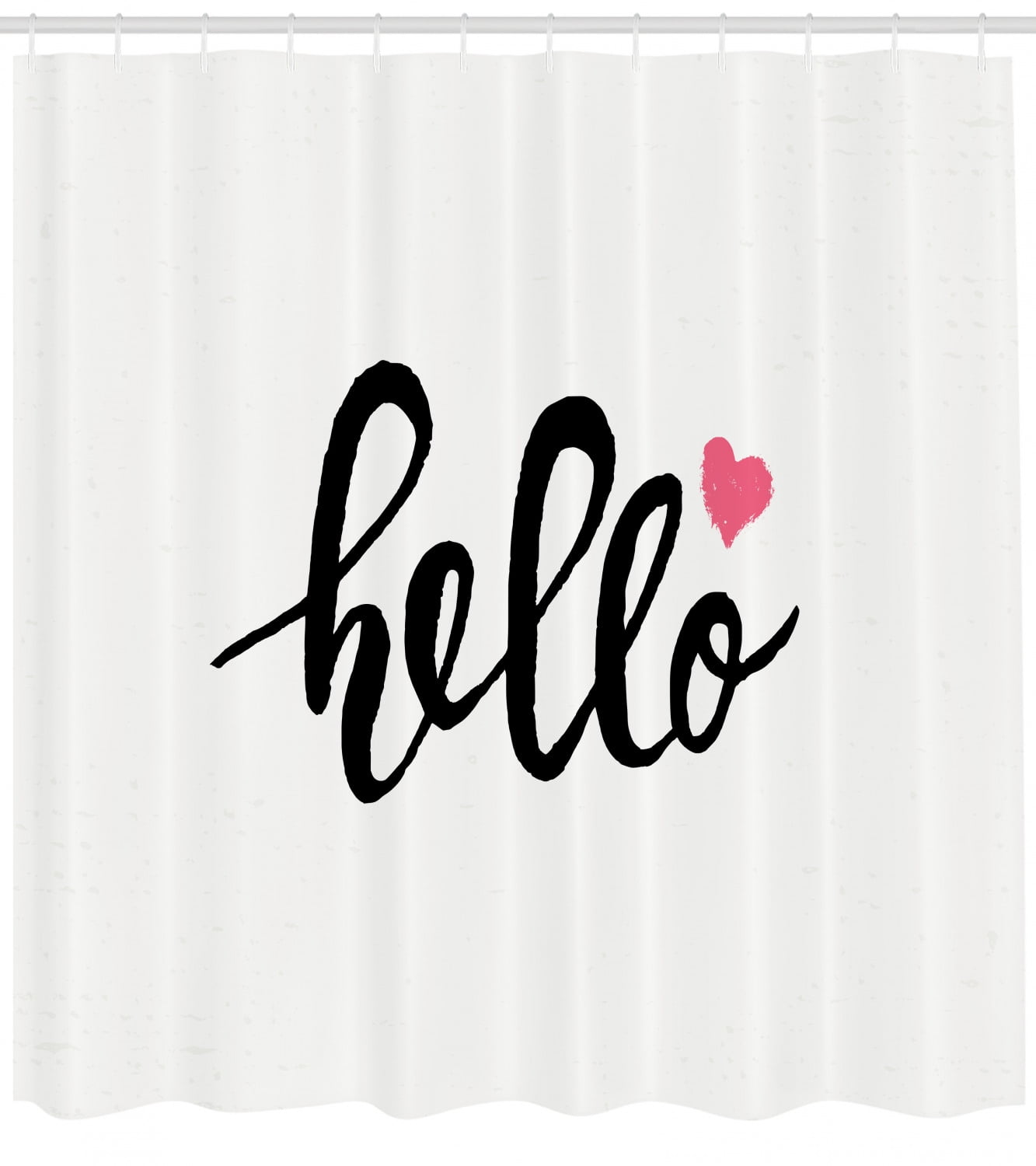 Hello Shower Curtain, Typographic Design Handwritten Letter Font Message of Hello with a Cute
