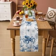 thumbnail image 2 of Blue Octopus Coastal Table Runner 48 Inches, Beach Starfish Nautical Coral Retro Bed Runner Dresser Scarves Tabletop for Indoor Outdoor Parties/Ceremony/Banquet, 13" x 48", 2 of 9