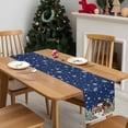 thumbnail image 4 of Navy Blue Snowman Christmas Dresser Scarf Farmhouse, Dining Table Decorations for Wedding/Parties, Gifts Xmas Tree Snowflake Elk Table Runner 36 Inches Long for Kitchen Dining, 13 x 36 In, 4 of 9