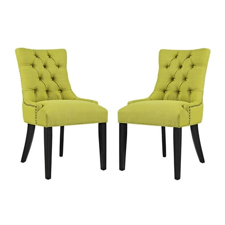 Modern Contemporary Urban Design Kitchen Room Dining Side Chair ( Set of Two), Green, Fabric