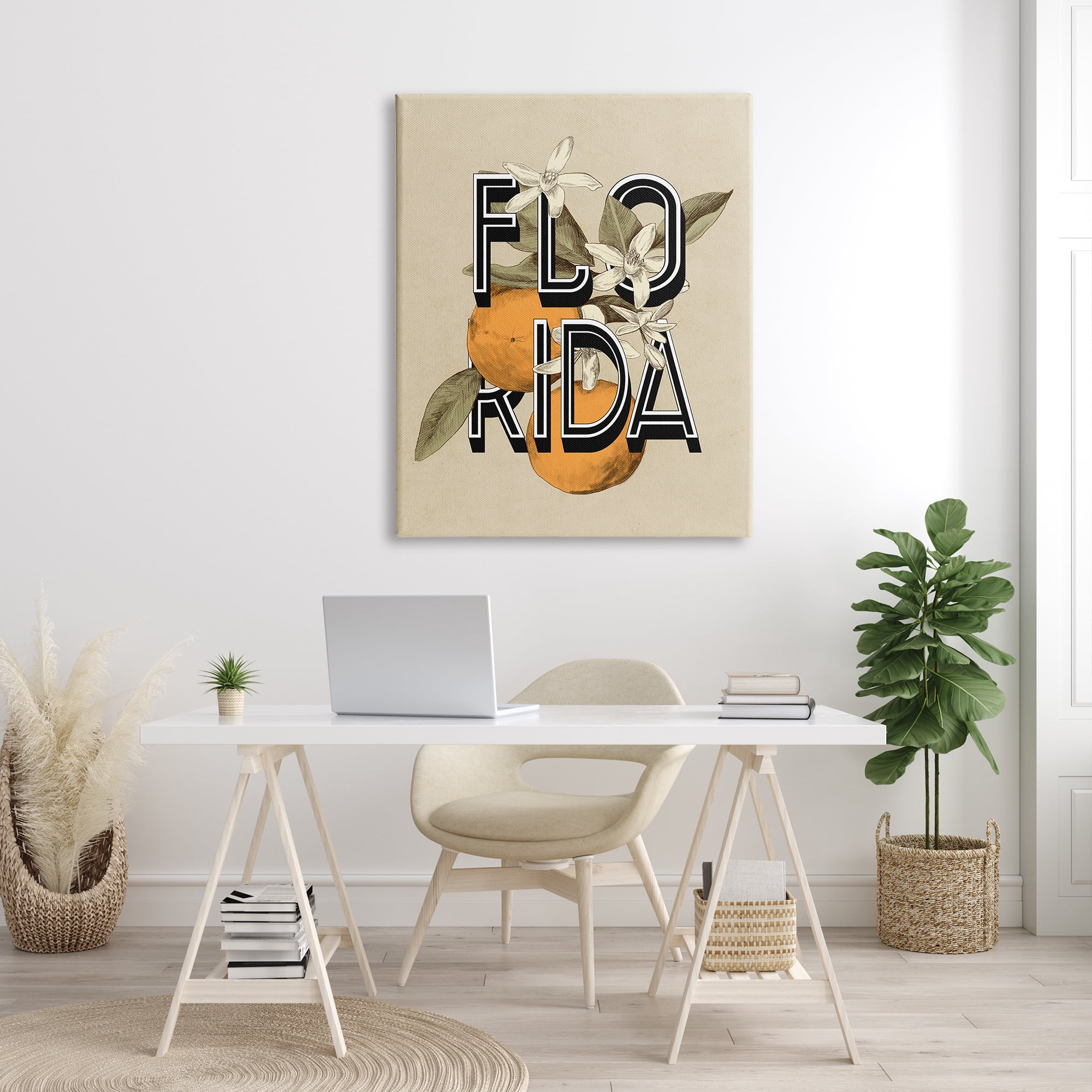 Stupell Industries Florida Orange Blossoms State Flower Typography Graphic Art Gallery Wrapped Canvas Print Wall Art, Design by Daphne Polselli