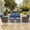 Brown/Blue, variant on PARKWELL 6-Piece Outdoor Wicker Patio Furniture Set with Loveseat Sofa, 360 Swivel Glider Chairs and Ottomans, All Weather Rattan Conversation Seating for Deck Garden Backyard, Blue
