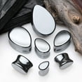 thumbnail image 2 of A Pair of Hematite Stone Teardrop Double Flared Ear Gauge Plug, 2 of 3