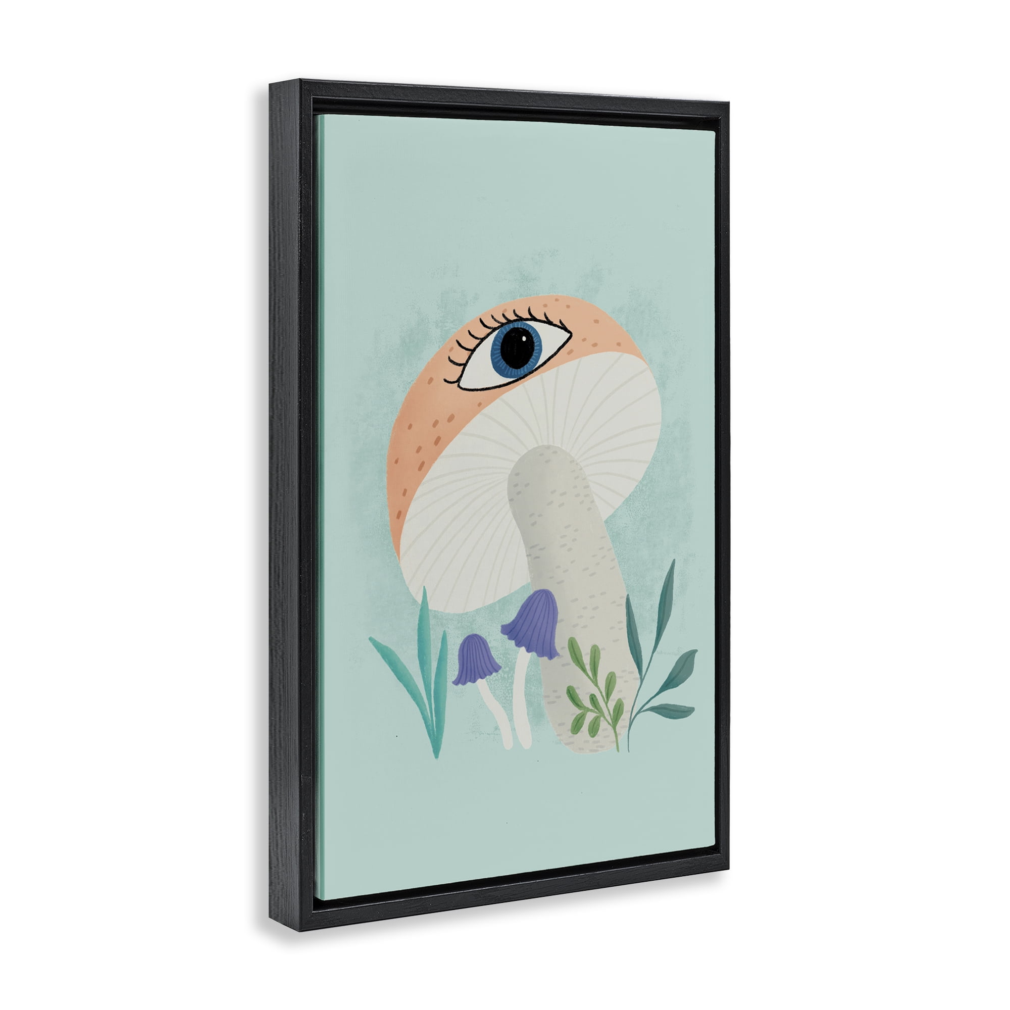 Stupell Industries Mushroom with Mystical Eye Black Framed Floater Canvas Wall Art, design by Metka Hiti