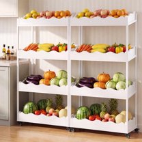 Veg Racks Adjustable Finmind 4-Tier Fruit & Vegetable Storage Rack with Wheels, Mobile ...