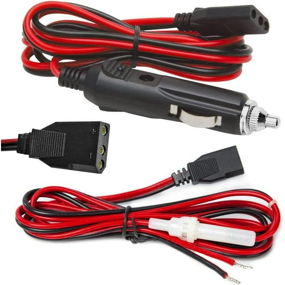 KOQICALL Copper Fused 12V Power Cord with 3-Pin Plug and Cigarette Lighter Adapter for CB/Ham Radio, 2-Pack