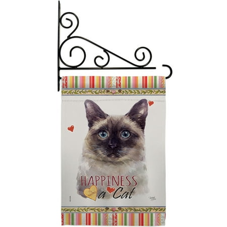 Siamese Happiness Garden Flag Set Cat 13 X18.5 Double-Sided Yard Banner