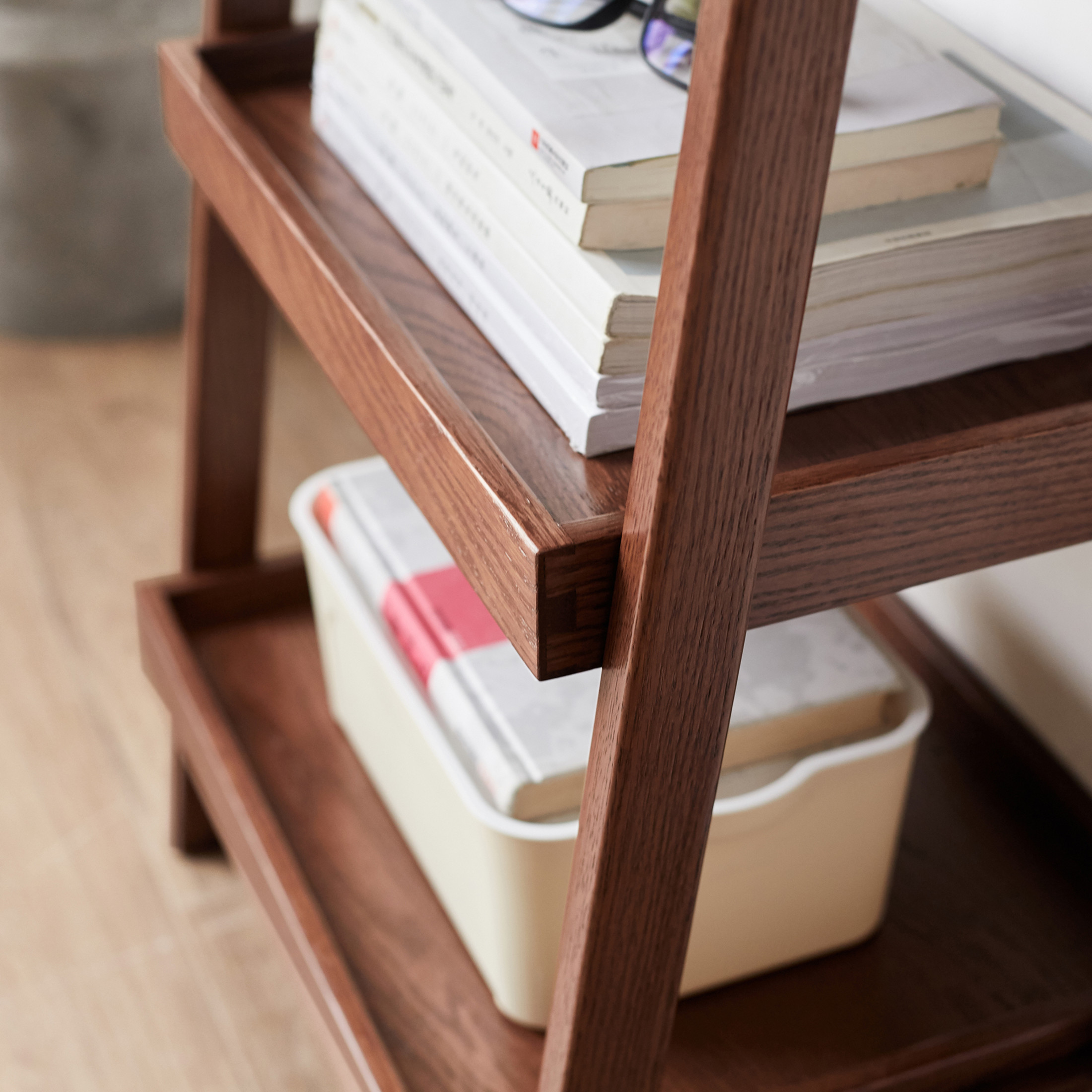 Walnut Color Oak Storage Bench with 3-Tier Beech Wood Shoe Rack, Stable Durable Design, Waterproof and Easy to Clean, Hassle-Free Assembly, Walnut