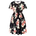 thumbnail image 4 of Hanna Nikole Women Plus Size Casual Short Sleeve Dresses Empire Waist Dress Elastic Crew Neck A-Line Dress with Pockets, 4 of 7