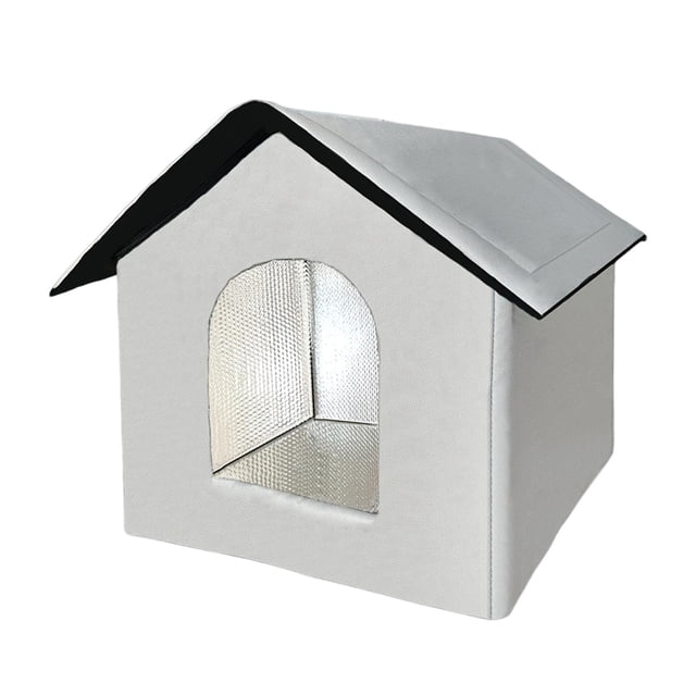 Bunblic Maison pour Chat Extérieure Isolée Abri pour Chaton Résistant aux Intempéries Maisonnette Pliable Toutes Saisons pour Communauté Lit pour Chat Extérieur Gris G