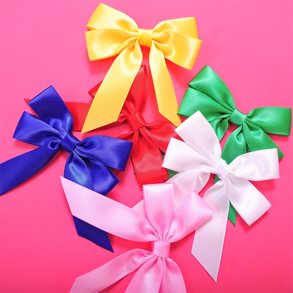60 Pcs 3.35 Inch Satin Ribbon Bows in Premium Box for Christmas Gift Wrapping, Wedding Party Decorations-Green