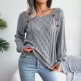 thumbnail image 3 of Duoif Womens Sweaters Women's Autumn and Winter Casual Square Neck Button Knit Pullover Sweaters for Women Trendy Grey M, 3 of 3