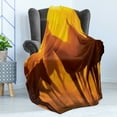 thumbnail image 4 of Animal Soft Flannel Fleece Throw Blanket, Herd of Horses Running Through Field on Ranch, Cozy Plush for Indoor and Outdoor Use, 70" x 90", Chocolate Orange, by Ambesonne, 4 of 5