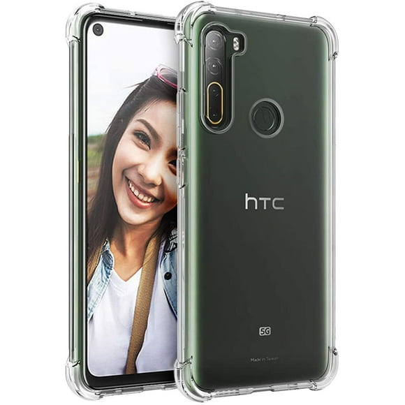 Htc U20 5G Case Clear Transparent Reinforced Corners Tpu Shock-Absorption Flexible Cell Phone Cover For Htc U20 5G(Clear)