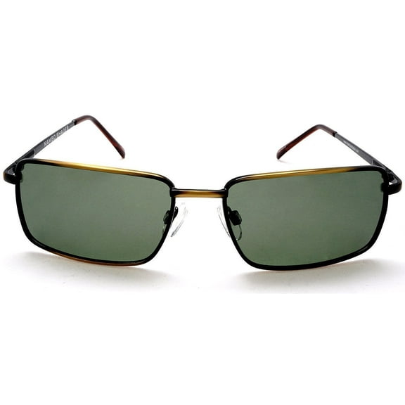 Unisex Retro Polarized Square Metal Wire Sunglasses - Sylvia & Sam With Spring Hinges - Brown