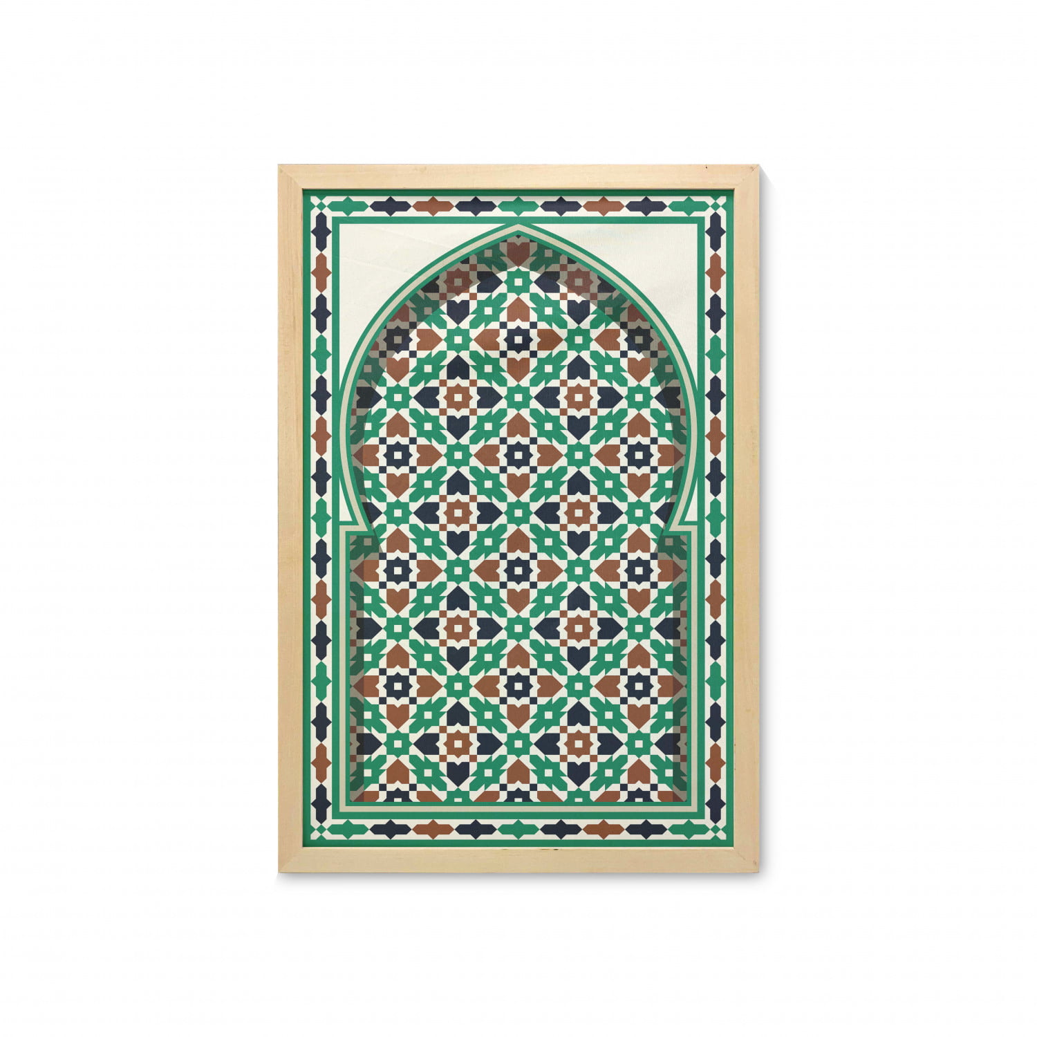 Ambesonne Moroccan Place Mats Set of 4 Middle Eastern Style Moroccan Door Arch with Medieval Floral Details Retro Green and Brown Washable Fabric Placemats for Dining Room Kitchen Table Decor