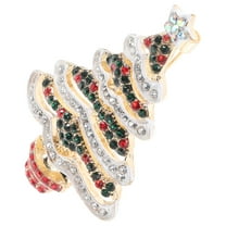 MLINS Christmas Tree Brooch with Rhinestone Decoration for Assorted Color Alloy Accessories Lightweight