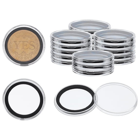 20PCS Coin Capsules 1.5 Inch/38MM Black Ring Coin Holders No Rattle Coins Collection Case