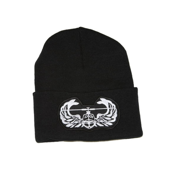 Delux Military 3D Patch Embroidery Black Cuff Beanie Army Para Wings