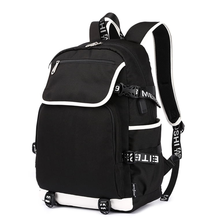 anime laptop canvas backpack Anime One_Pieces Canvas Backpack Waterproof Laptop Knapsack Student  Lightweight School Bookbag with USB Charging Port