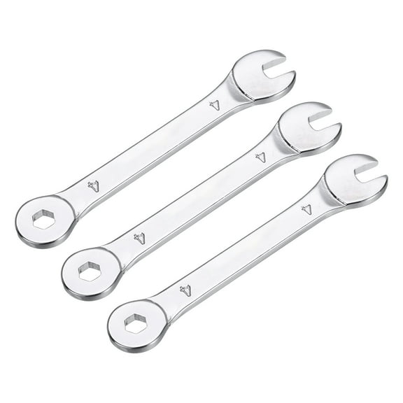 3 Packs 4mm Thin Combination Wrench with Offset 6-Point End and Angled Open End
