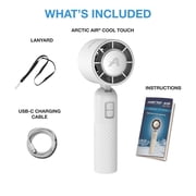 Arctic Air Cool Touch - Portable Handheld Fan, Mini USB Rechargeable, Compact & Lightweight, 4-Speed Adjustable, Battery-Powered, Quiet & Perfect for Travel & Outdoor, White Color, AACTFW-MC12/4