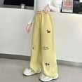 thumbnail image 2 of Ccpelsie Girls Oversized Sweatpants Wide Leg Loose Fit Lounge Pants High Waisted Elastic Drawstring Comfortable Casual Joggers(Yellow,6-7 Years), 2 of 7