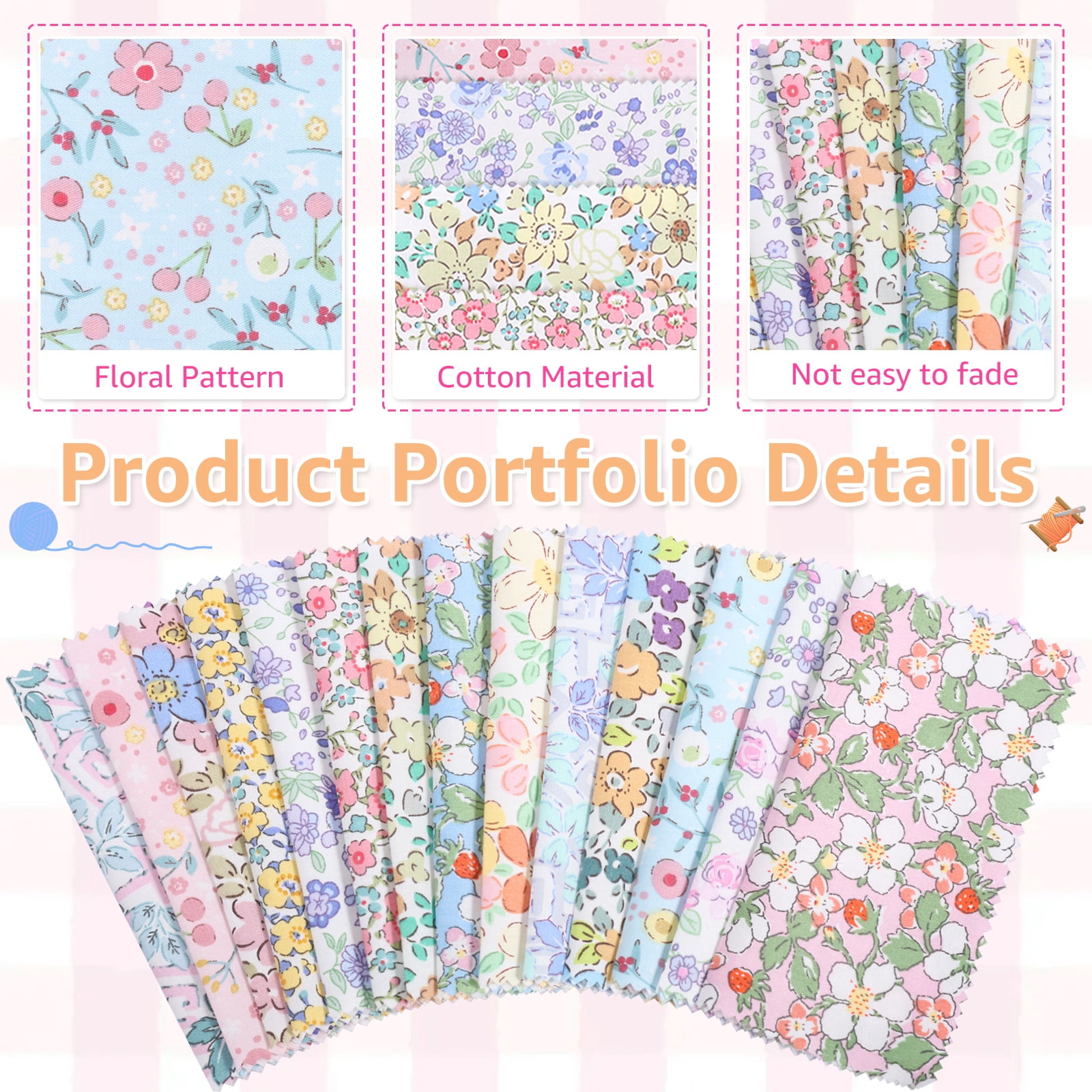Evjurcn 126 Pcs Colourful Charm Packs for Quilting 5x5 inch Cotton Fabric Squares Bundle Pre-Cut Quilted Fabric Floral Patchwork for Sewing DIY Scrapbooking Craft Patchwork