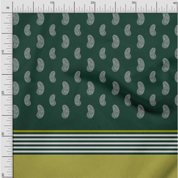 Soimoi Georgette Viscose Fabric Check,Stripe & Paisley Panel Print Fabric by The Yard 42 Inch Wide