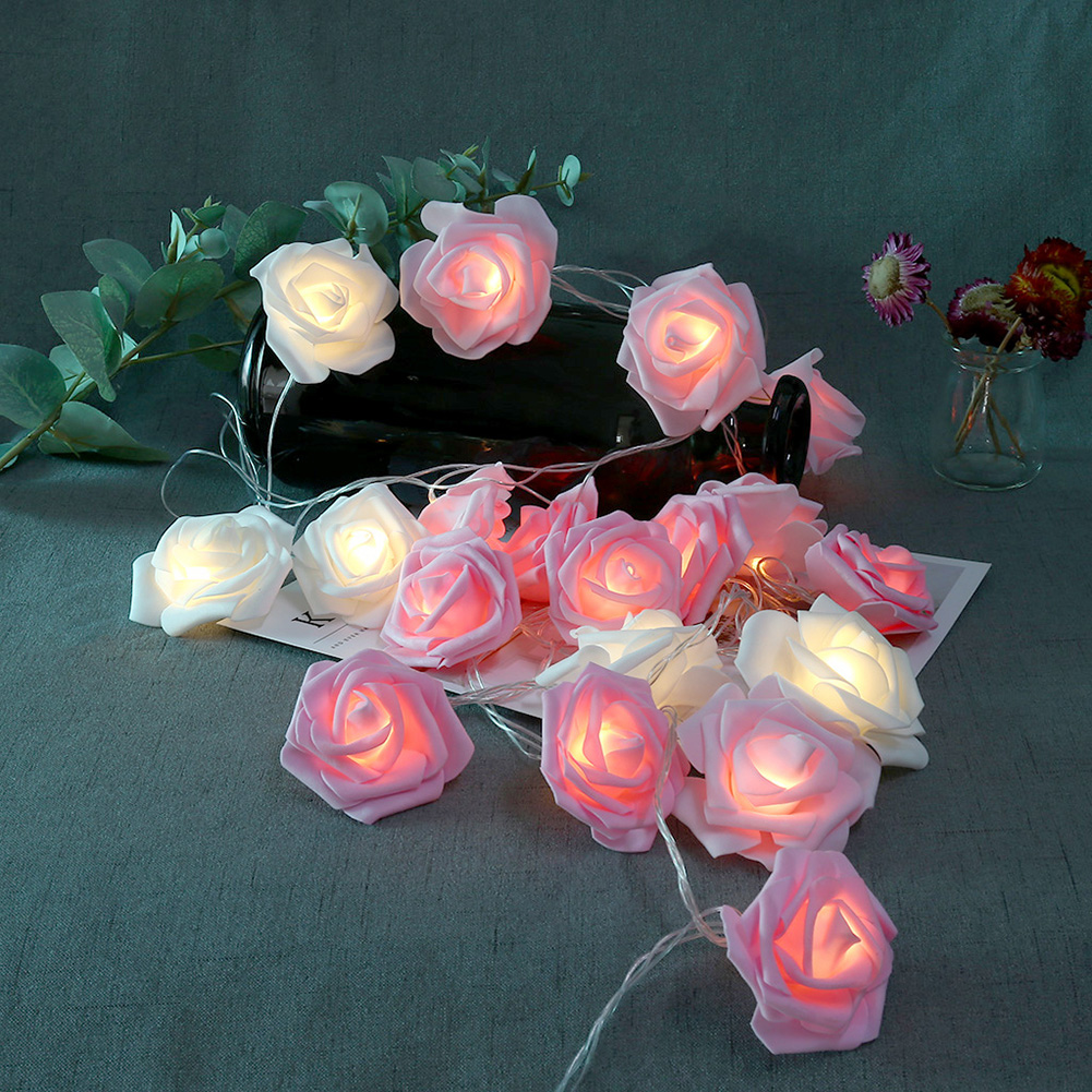 3.7M 20 LED Rose Flower String Lights Party Festival Decor Lamp EU Plug ...