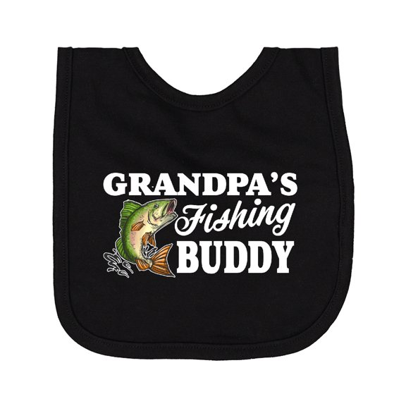 Inktastic Grandpa's Fishing Buddy with White Text Newborn Bib