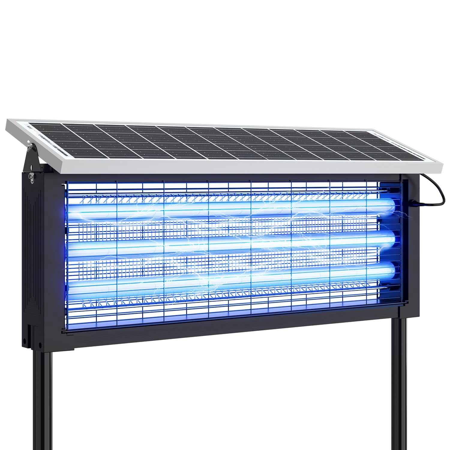Solar Zapper Outdoor  30w Large Mosquito Electric Killer Waterproof & Portable Fly Rechargeable Flying Insect For Patio Yard Garden Home Camping Black