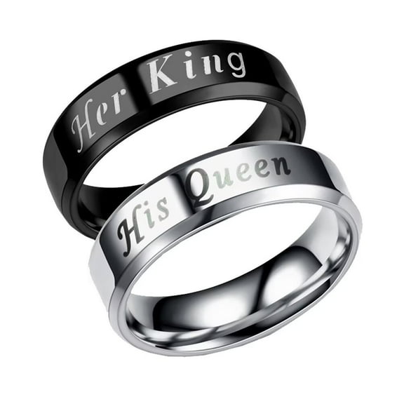 PAMTIER Women's Stainless Steel High Polished Her King & His Queen Promise Ring Silver Size 10