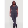 thumbnail image 2 of Women's Plus Size Compression Rib Johnny Collar Short Sleeve Top, 2 of 4