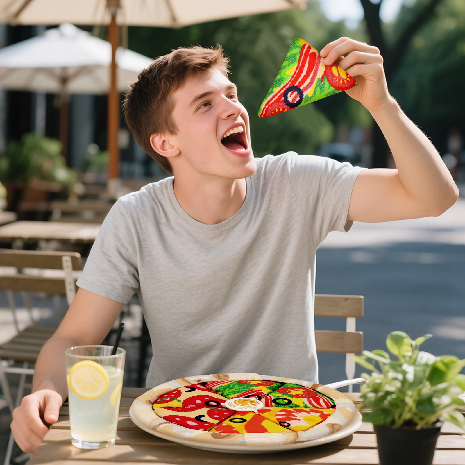 Funny Pizza Socks Box for Men Dad Women Teen Boys - Pizza Lovers Gifts Novelty Food Silly Socks-Easter Fathers Valentines Birthday Gifts Ideas Christmas Stocking Stuffers(White,4 Pairs）