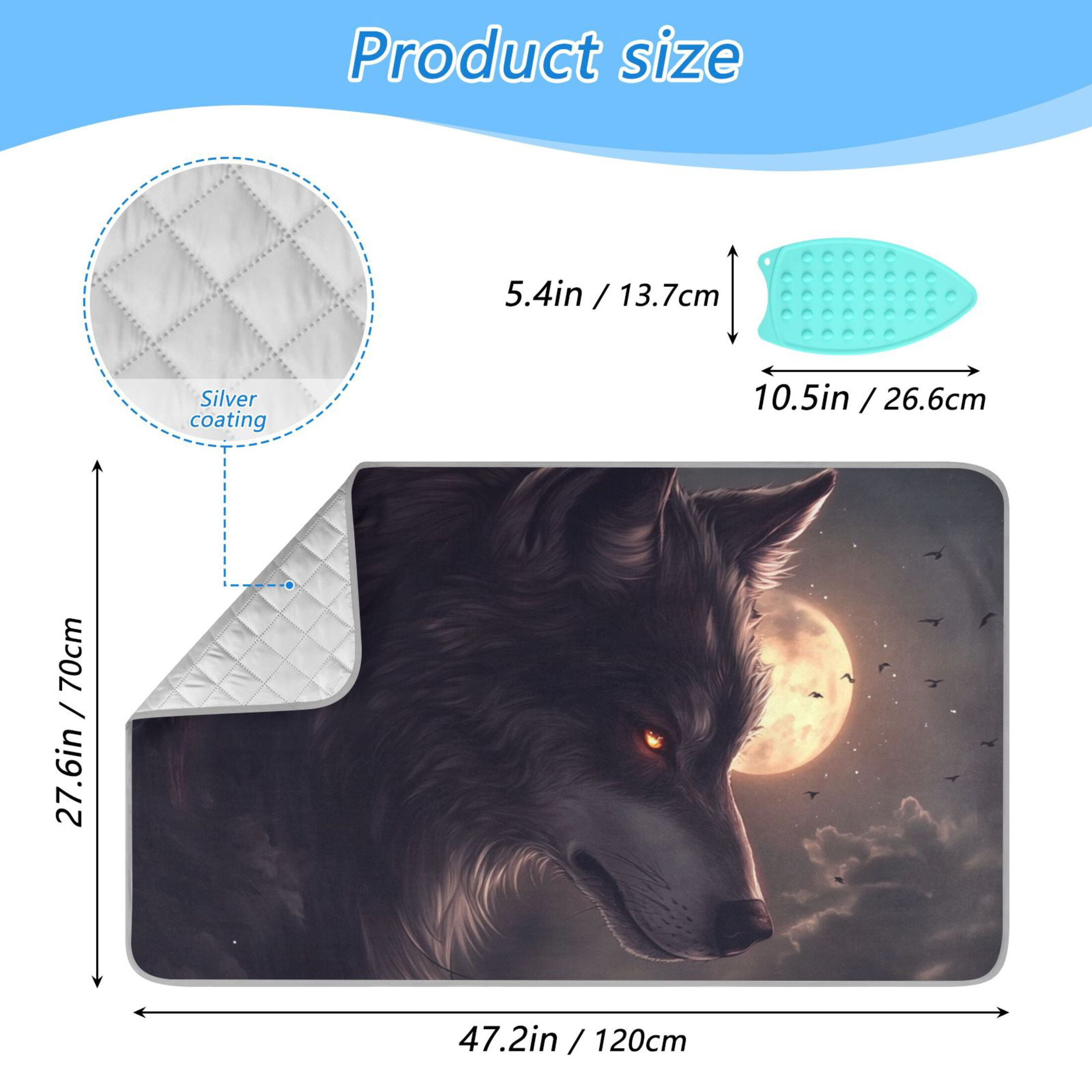 Dark Wolf Night Art Ironing Mat Blanket for Table Top Travel Portable Ironing Board Pad 47.2x27.6 Inch