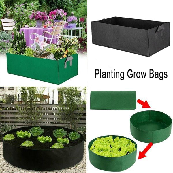 (Round/Rectangle) Large Size Fabric Raised Planting Container Grow Bags ...