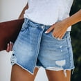 thumbnail image 5 of Womens Jeans Light Blue Shorts A Washed Ripped Skirt Design Casual Style Blue Pants Sizes XL, 5 of 7