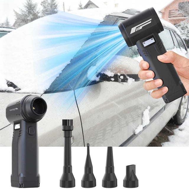 Portable Snow Blower with Interchangeable Air Nozzles, 90000 RPM Brushless Motor, 9-Speed Adjustable, LED Display, 10000mAh Rechargeable Battery and LED Light for Home, Car and Outdoor Cleaning