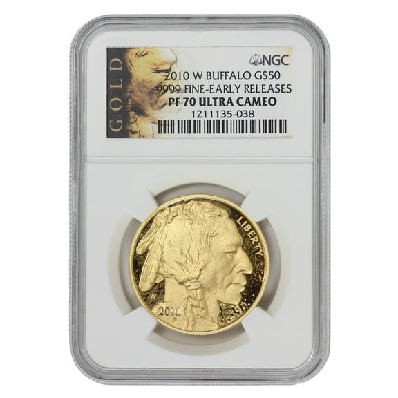 2010-W $50 Gold Buffalo Coin NGC PF70UCAM Early Releases Gold Label U.S. Mint