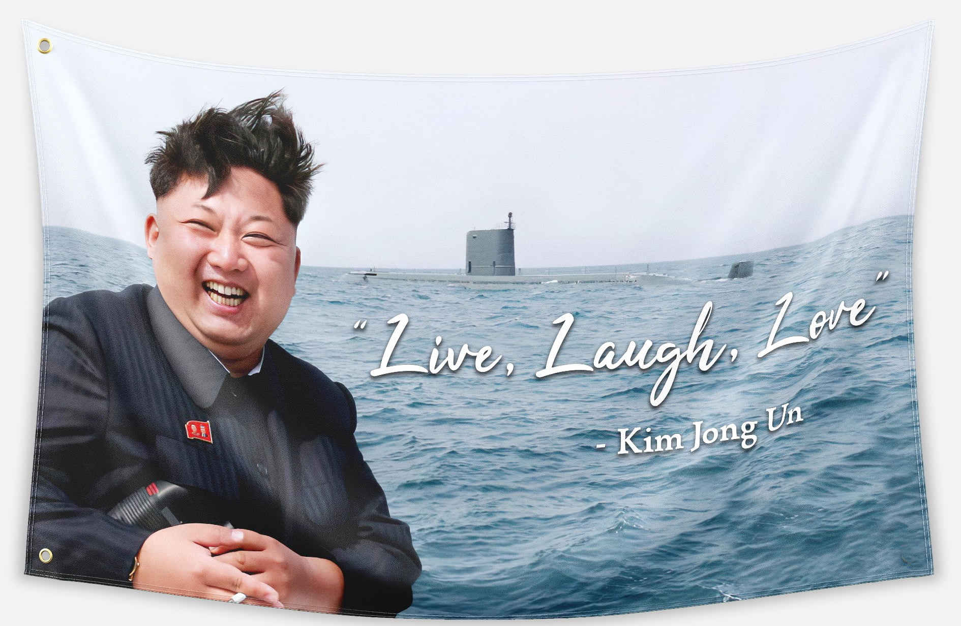 QLASH Kim Jong Un Flag with Old Saying Live Laugh Love kim Jung Un