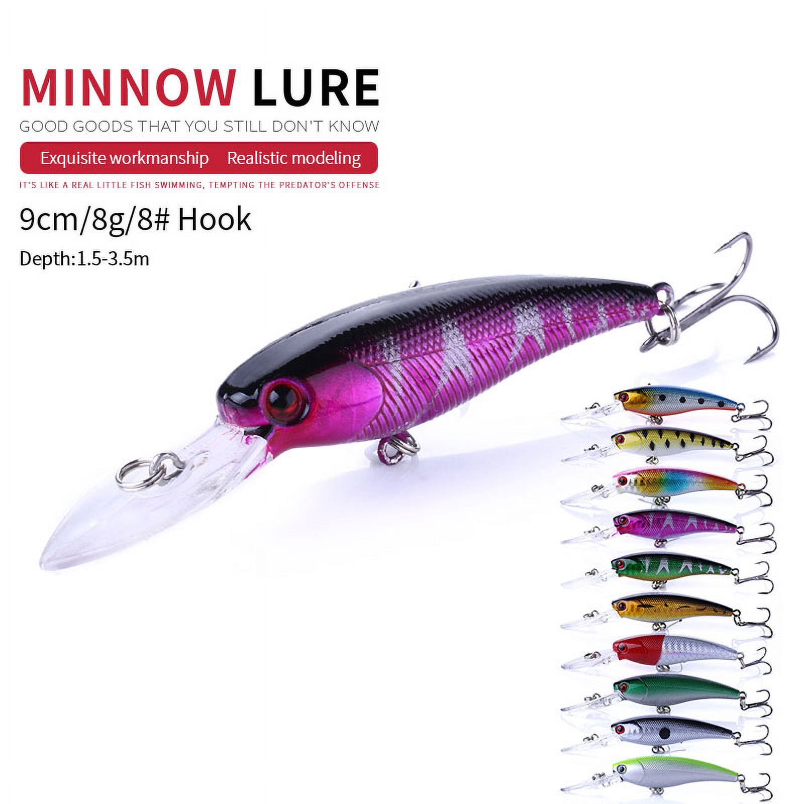 Hengjia Minnow Bass Fishing Lures Set, 10 Count