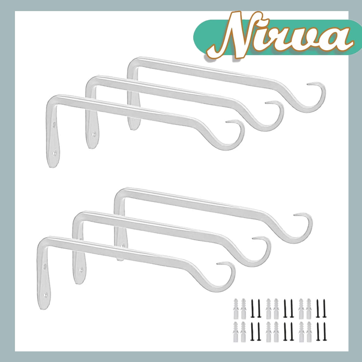 Garden 6 Pack Hanger Bracket Wrought Iron Wall Hook Hanging Heavy Duty