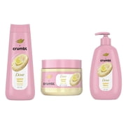 Dove x Crumbl Moisturizing Collection - Lemon Glaze Liquid Hand Wash (12 oz), Body Scrub (15 oz), and Body Wash (20 oz)