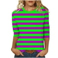 thumbnail image 2 of 3/4 Sleeve Shirts for Women Spring Striped Crewneck Business Casual Tops, Loose Three Quarter Length Work Blouses, Striped Printed Comfortable Top, Limited Time Off, 2 of 6