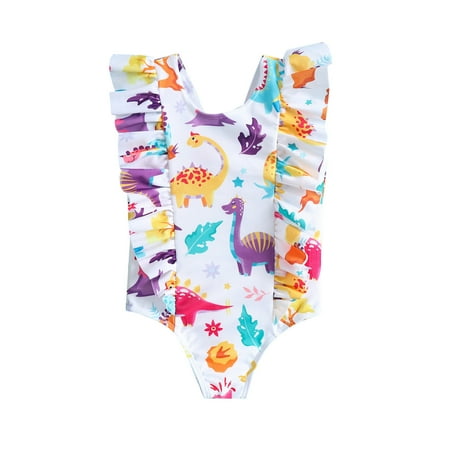 

Summer Savings Clearance! Edvintorg Toddler Swimsuit Girl Kids Baby Girls Cute Leopard Dinosaur Print Bikini Ruffles One-Piece Bathing Suit 12Months-5Years