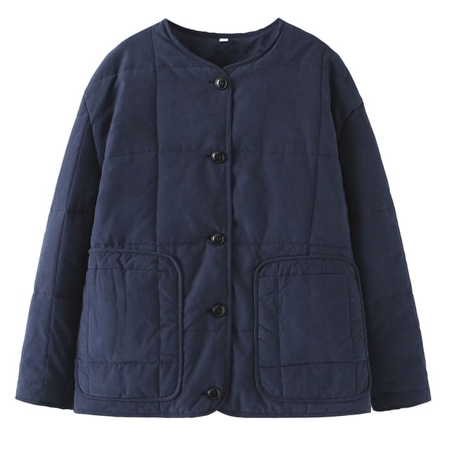 WRKEKC Veste Matelassée pour Femmes Grande Taille Coupe Ample Poches Utilitaires Tenue d'Hiver Style Urbain Confort Marine m