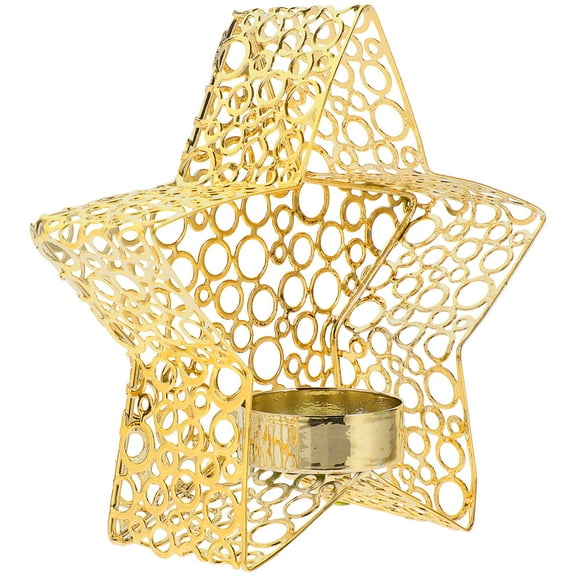 Golden Star Shaped Iron Candlestick Holder for Home Decor and Centerpieces Small Size